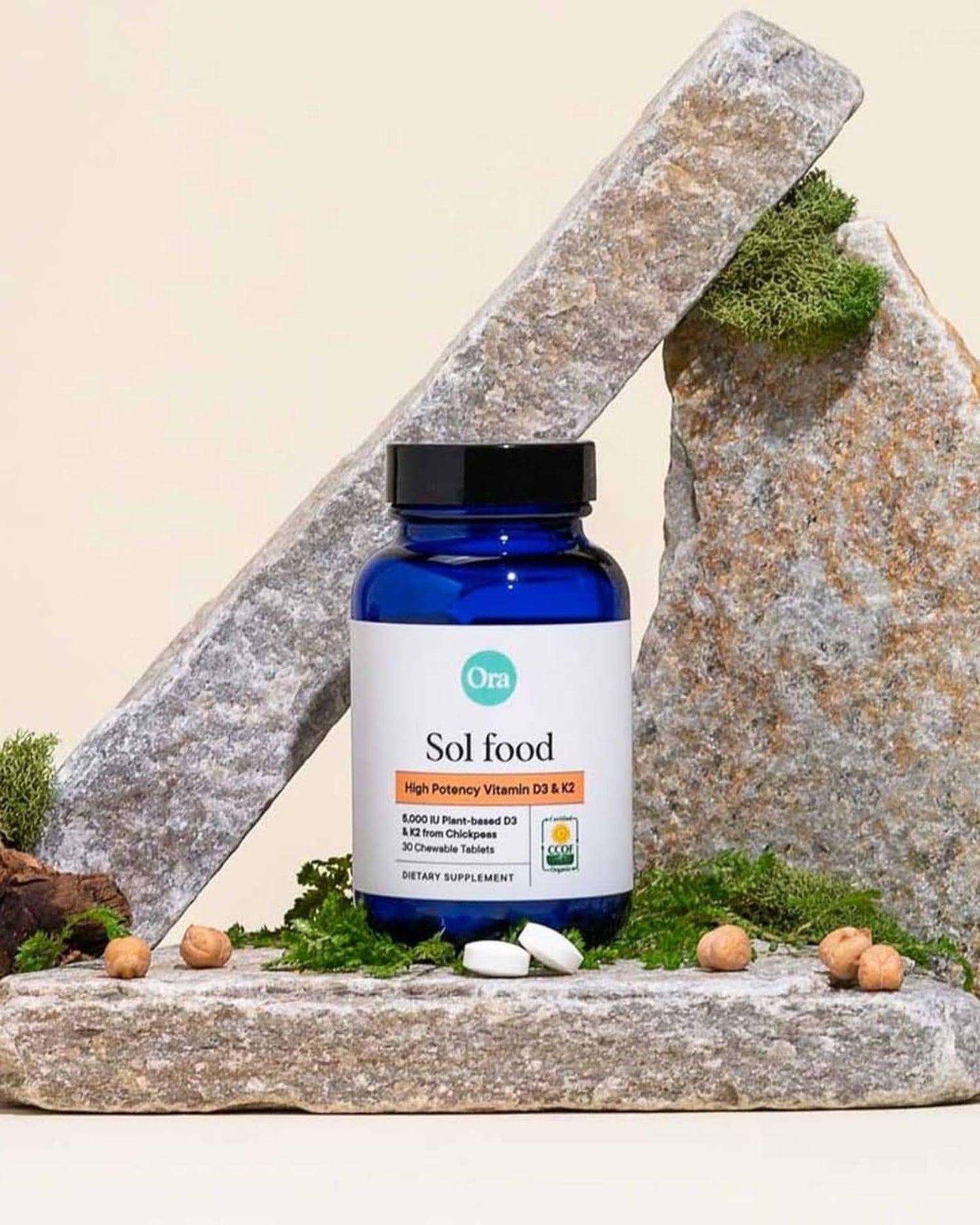 Ora Organic Vitamin D3 + K2 – Vegan Chewables for Bone & Immune Support (30 Tablets)