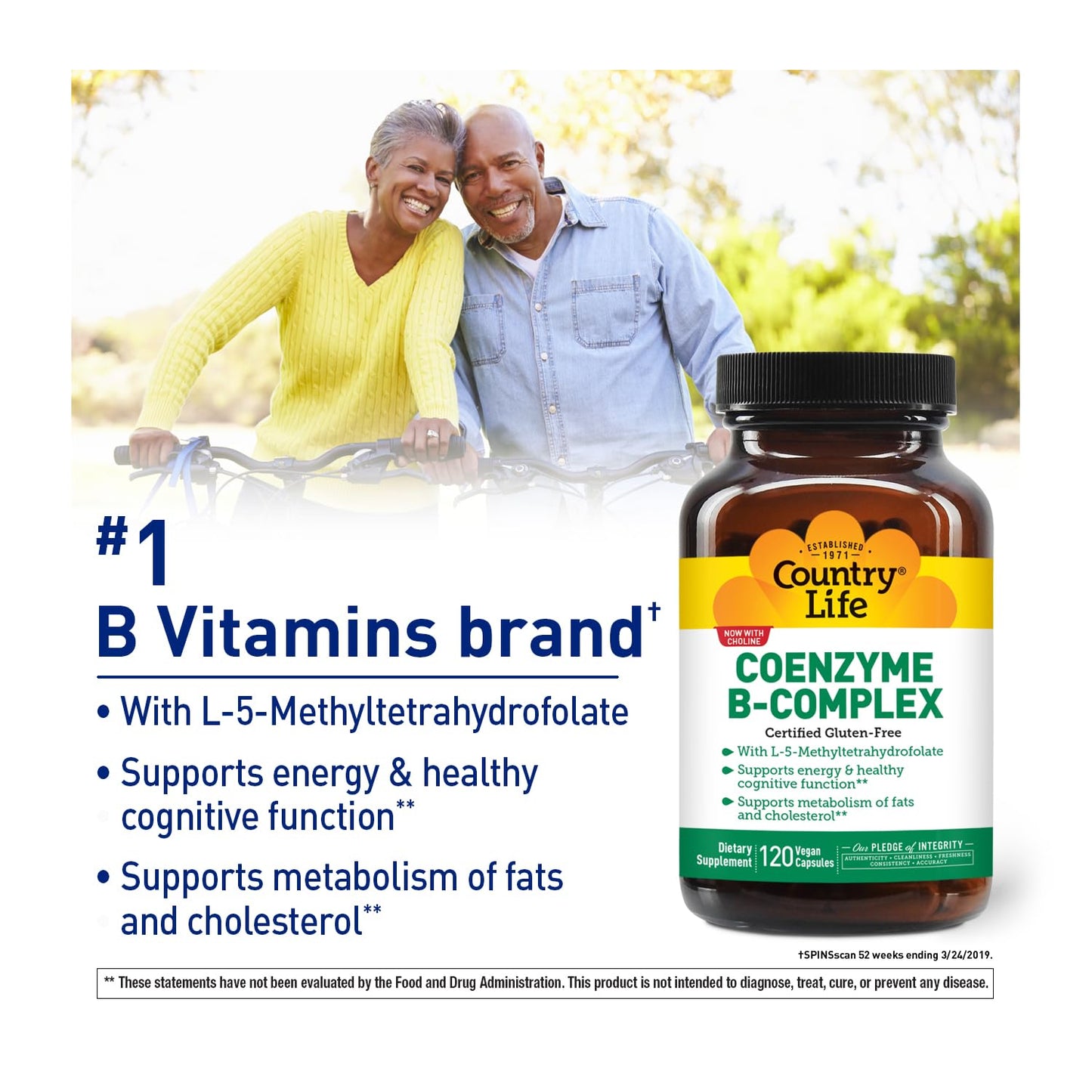 Coenzyme B Complex by Country Life – Bioavailable B Vitamins with Choline (120 ct)