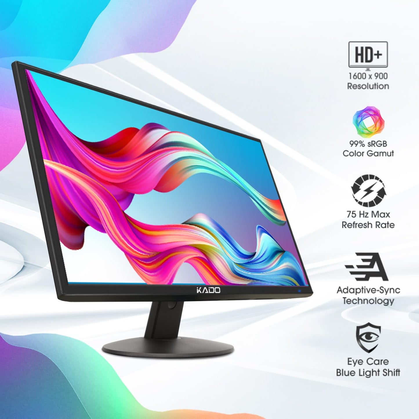Kado E20 Dual Series – 20" HD+ Monitors, 75Hz, Built-in Speakers, HDMI/VGA