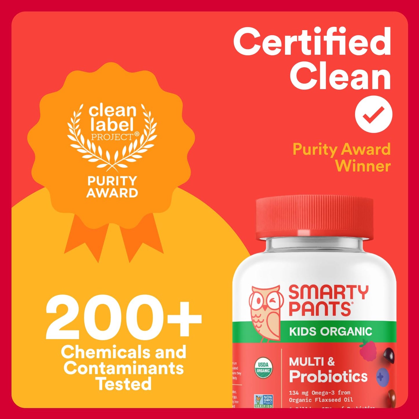 SmartyPants Kids Gummies – Organic Daily Nutrients with Omega 3 & Probiotics (120 ct)