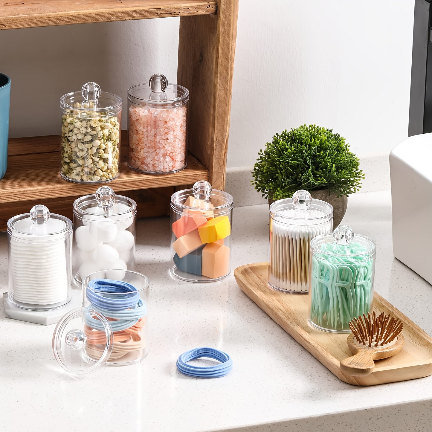Reusable Plastic Storage Box Set (4 Pack) – Transparent, BPA Free, Bathroom Organizer with Lids