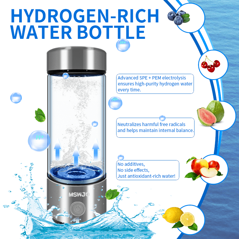 MSWJO Advanced Hydrogen Water Bottle – 420ml Portable Ionizer for Healthy Hydration