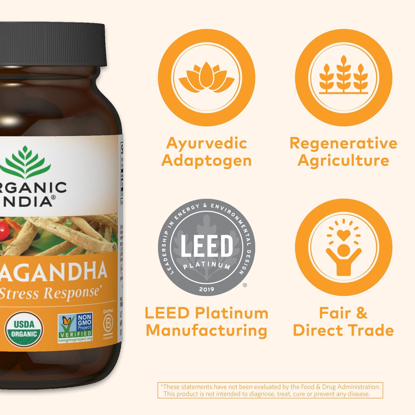 ORGANIC INDIA Ashwagandha Capsules – Stress, Energy & Sleep Support (90 ct)