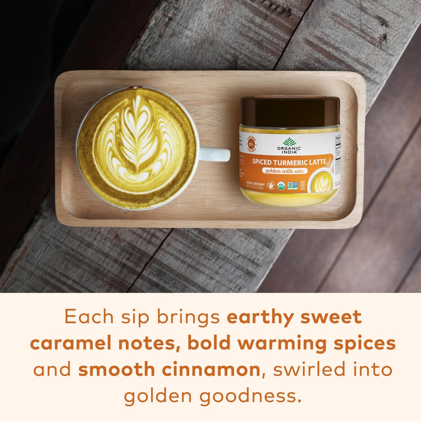 ORGANIC INDIA Spiced Turmeric Latte – Golden Milk Blend with Ginger & Cinnamon (3.52 oz)