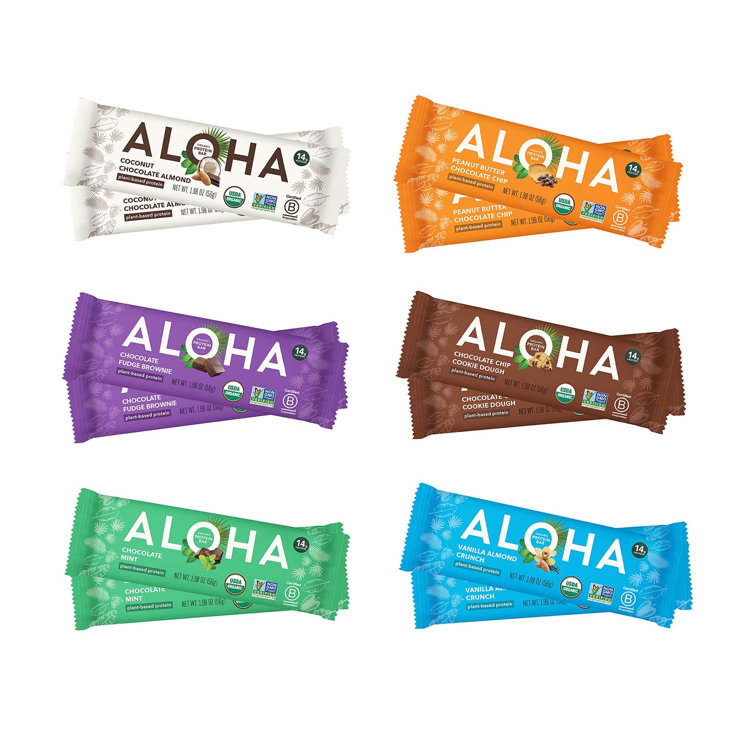 Aloha Organic Protein Bars – 6 Flavor Variety Pack (12 Count)