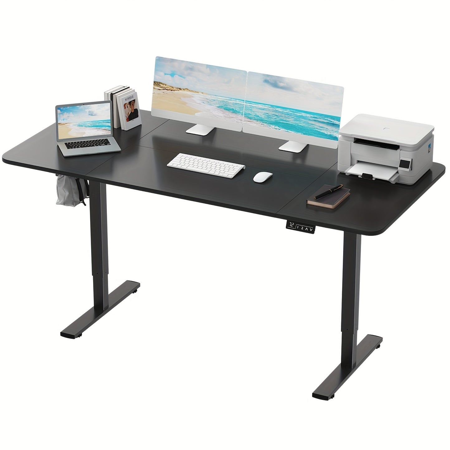 Adjustable Electric Standing Desk | Sit-Stand Office Desk with Memory Height, Metal Frame & Hook – Home, Study, Gaming