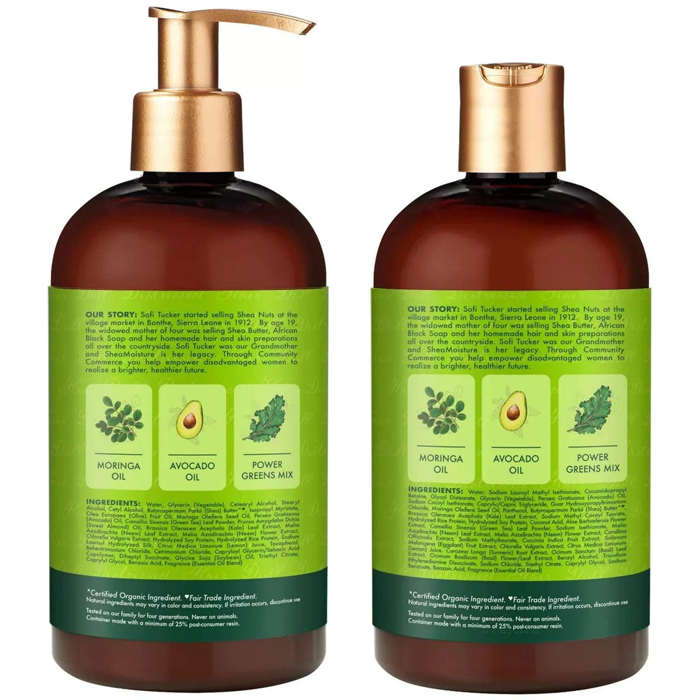 SheaMoisture Power Greens Shampoo & Conditioner for Curly Dry Hair, 13oz, 2pk