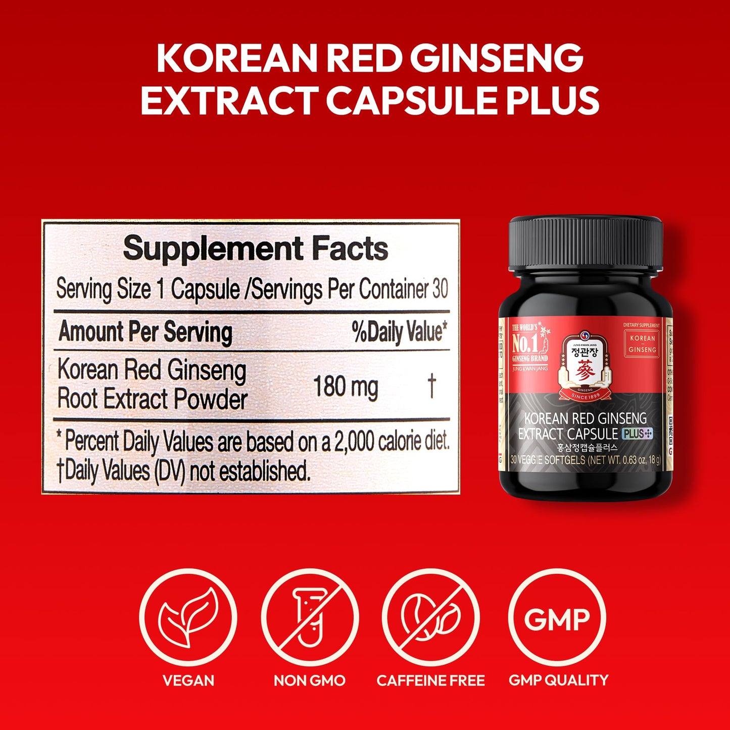 Korean Red Ginseng Plus – Vegan Energy & Immune Support (30 Caps)