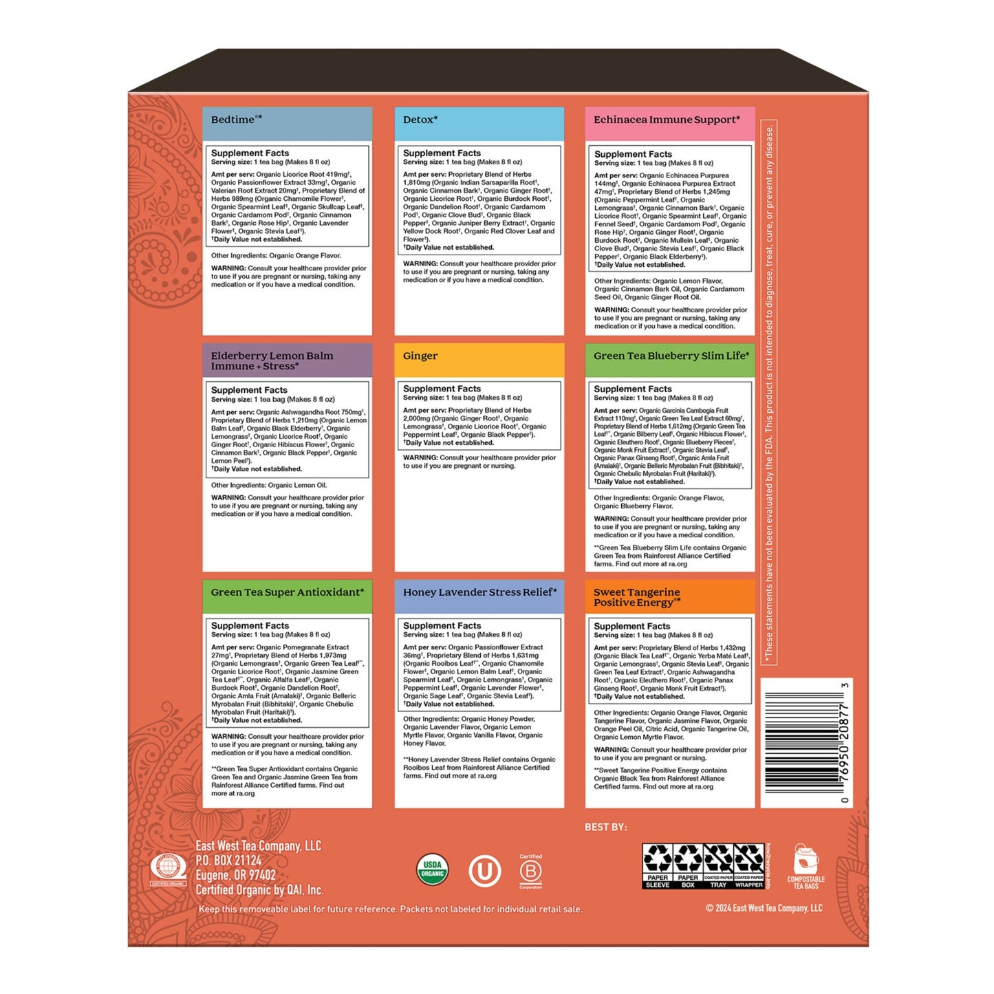 Yogi Organic Wellness Tea Gift Box – 45 Assorted Herbal, Green & Black Bags