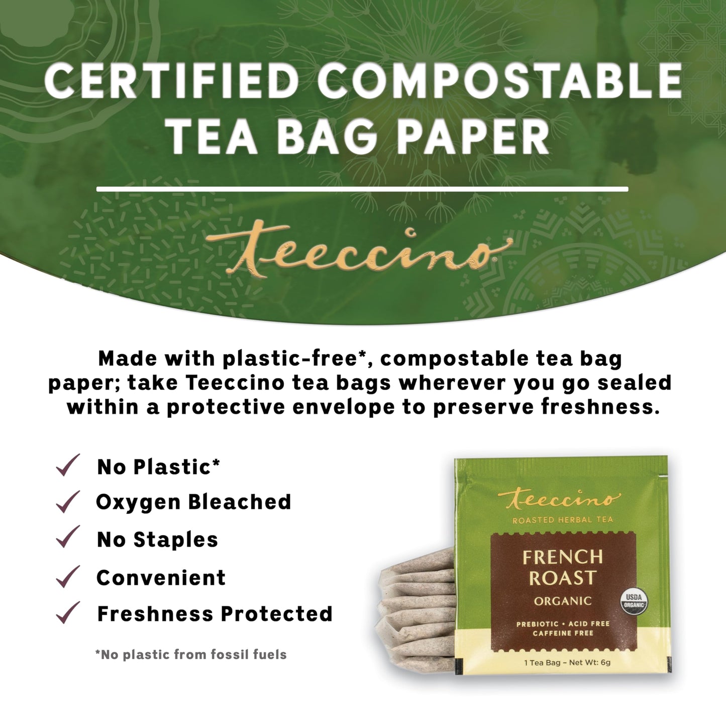 Teeccino French Roast – Caffeine-Free Coffee Alternative (25 Bags)