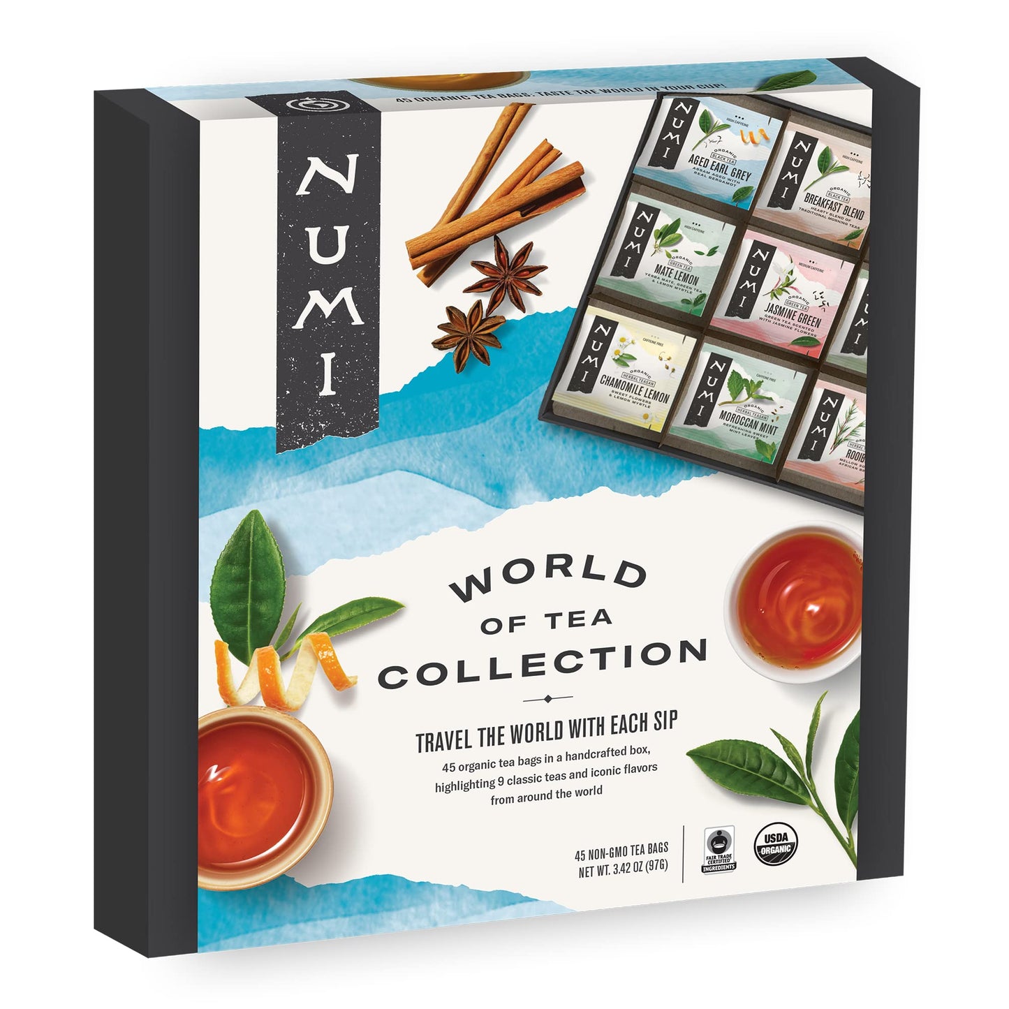 Numi World of Tea Gift Set – 45 Fair Trade Organic Tea Bags