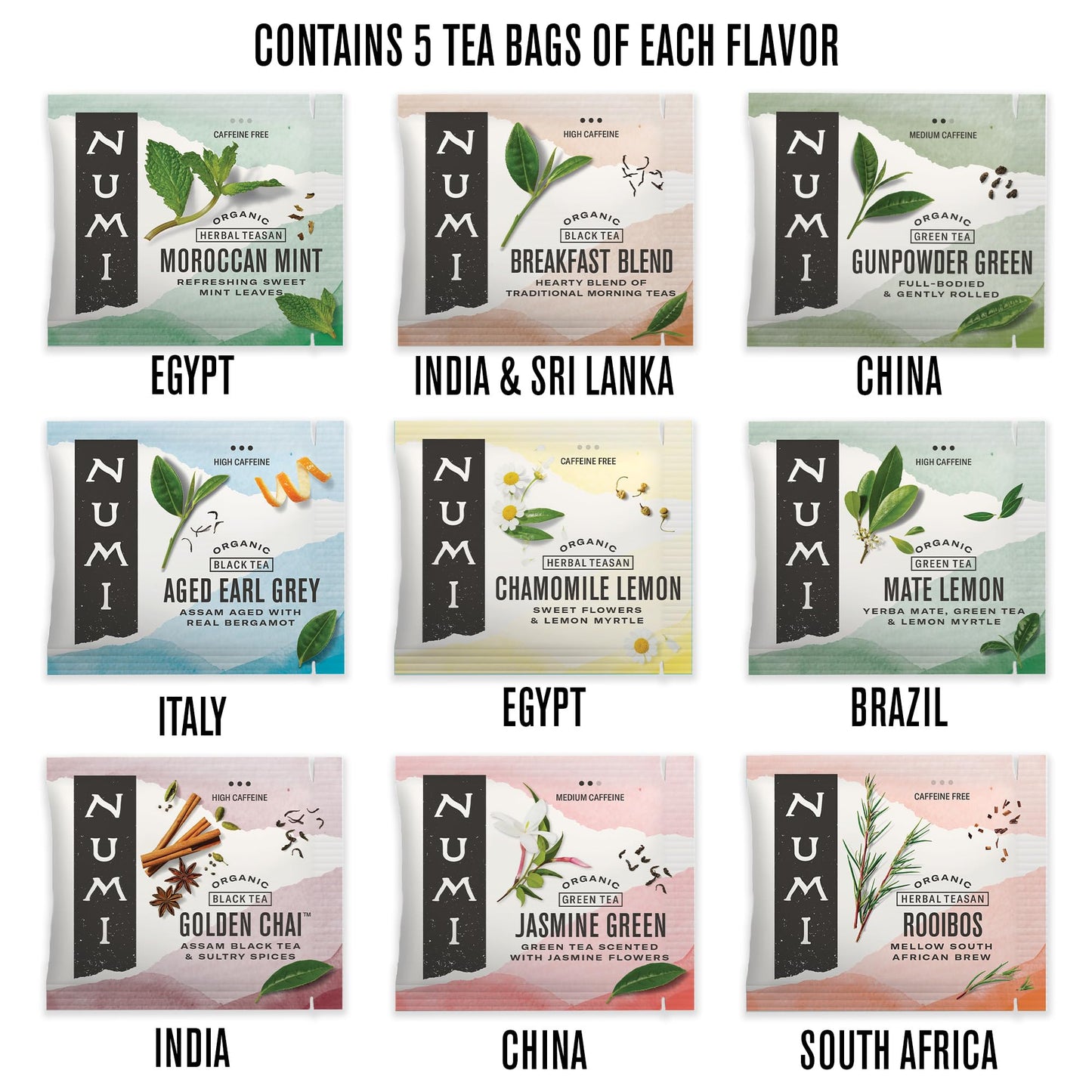 Numi World of Tea Gift Set – 45 Fair Trade Organic Tea Bags