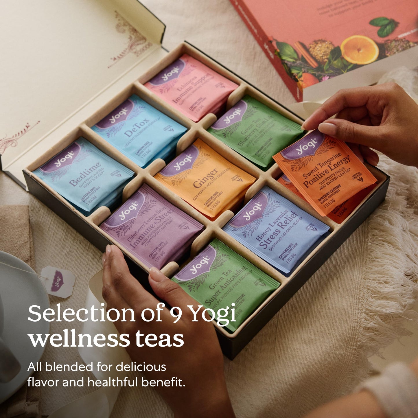 Yogi Organic Wellness Tea Gift Box – 45 Assorted Herbal, Green & Black Bags