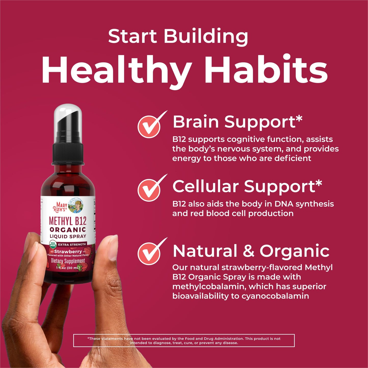 MaryRuth Vitamin B12 Spray – Organic Vegan Energy Support (1oz)