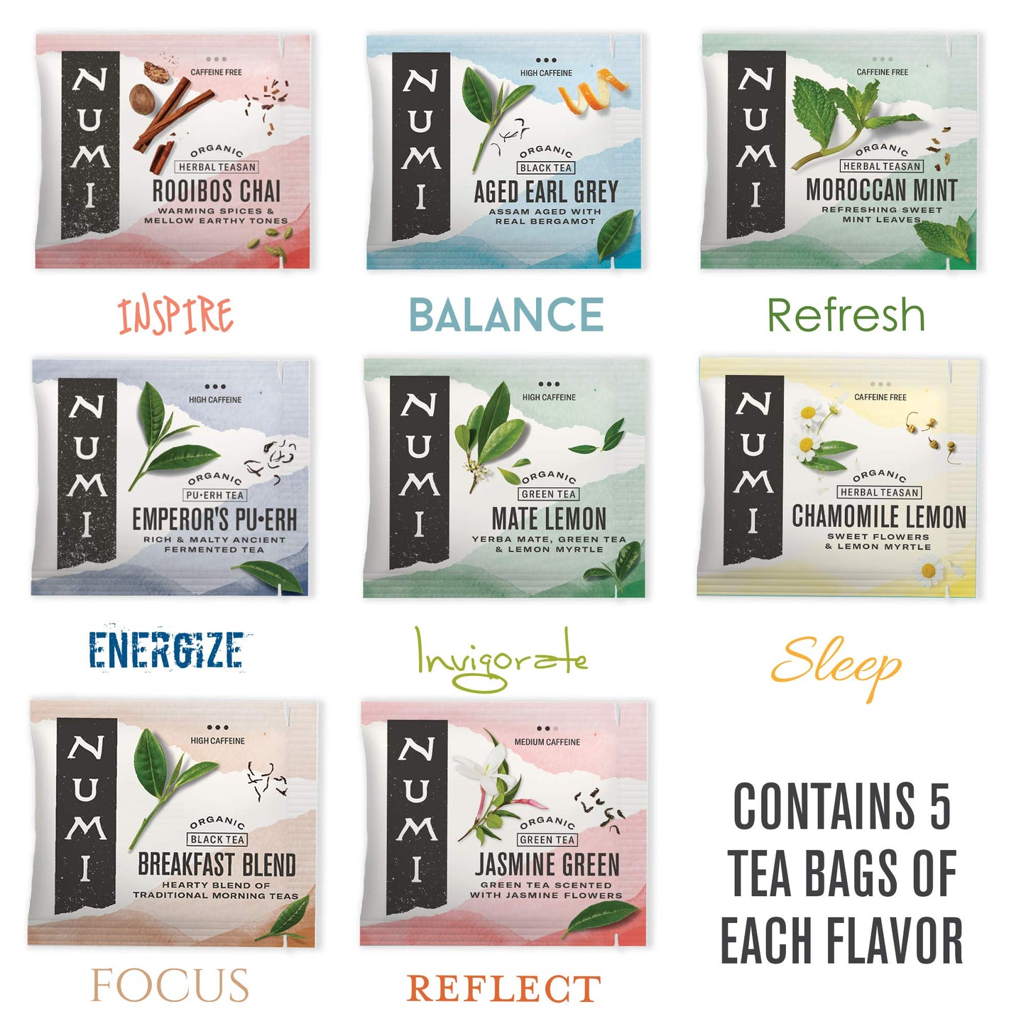 Numi Tea By Mood Gift Set – 40 Organic Bags, Assorted Blends