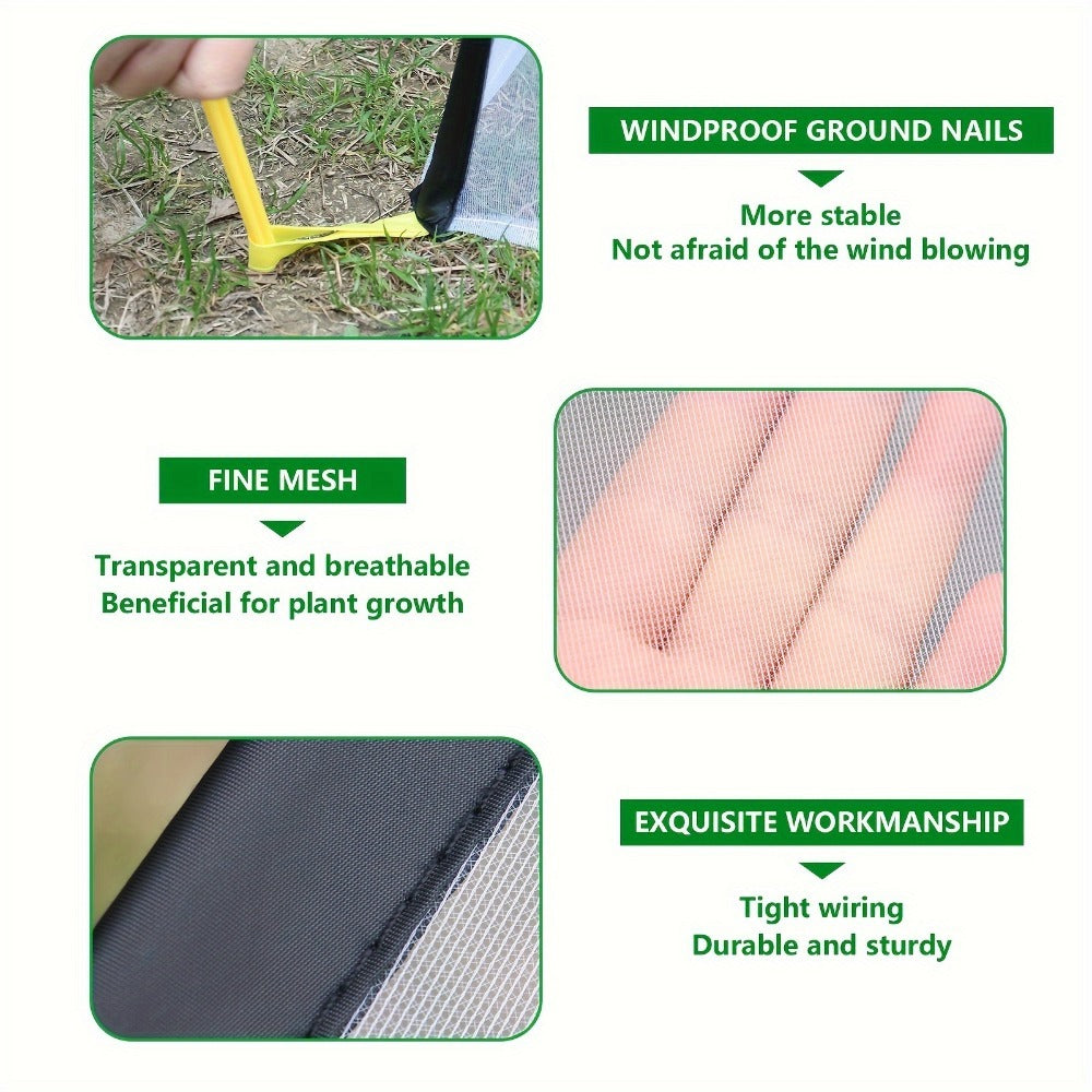 Garden Plant Tent Cover Mesh Netting – Fiber Poles Barrier Bird Pest Protection