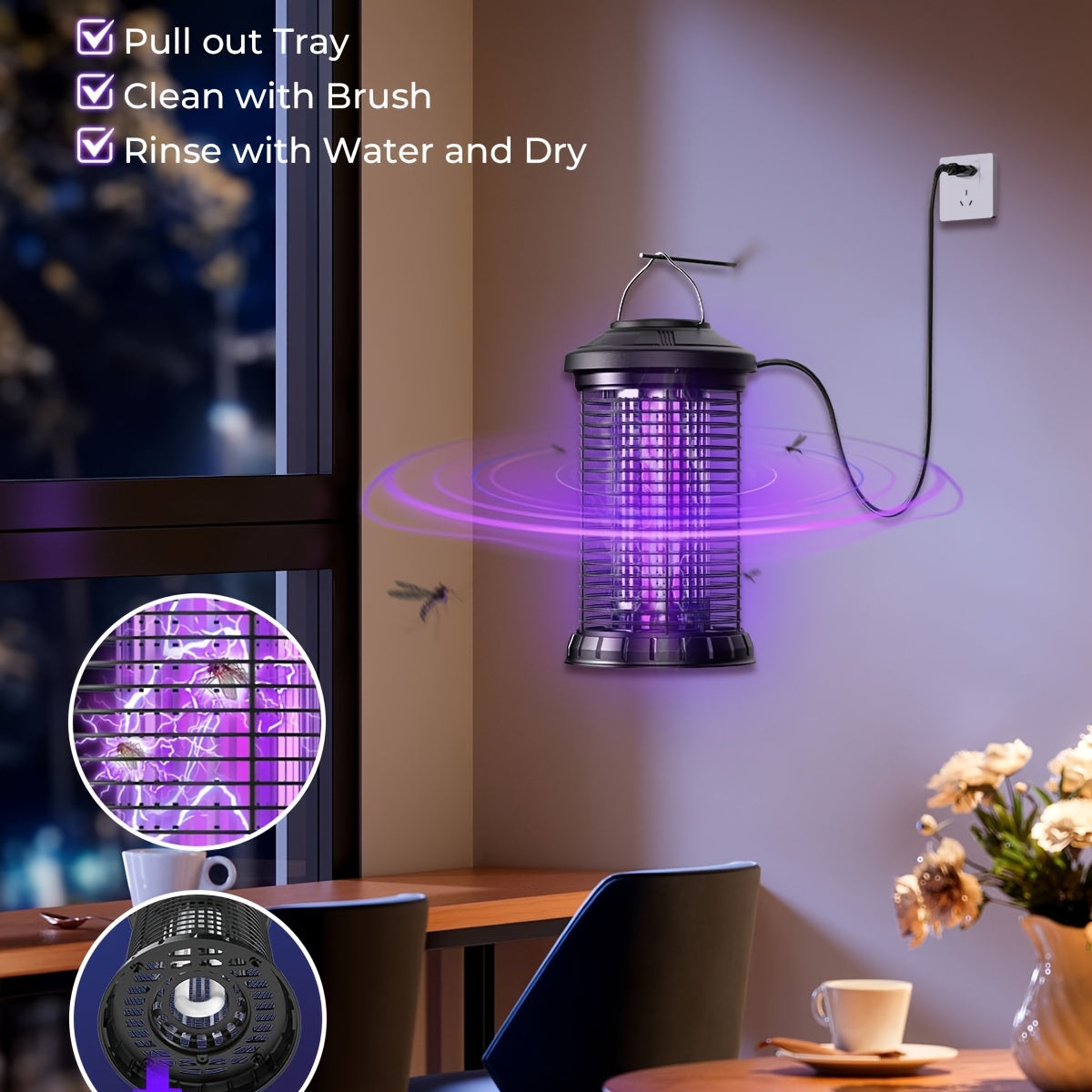 Bug Zapper 4200V Indoor Outdoor Mosquito Killer, Fly Trap Insect Repellent for Home & Patio
