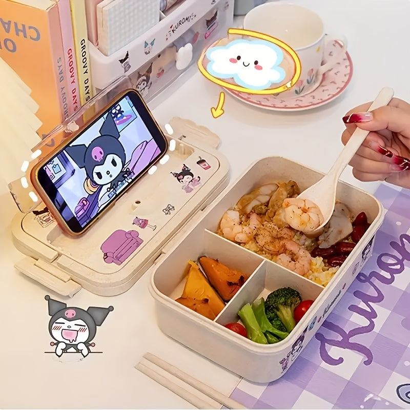 Sanrio Kuromi My Melody Cinnamoroll Lunch Box – Microwave Safe Bento with Utensils