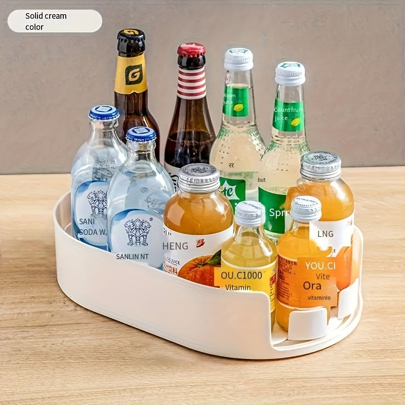 360° Rotating Storage Tray – Clear Plastic Kitchen Organizer for Cabinet, Fridge