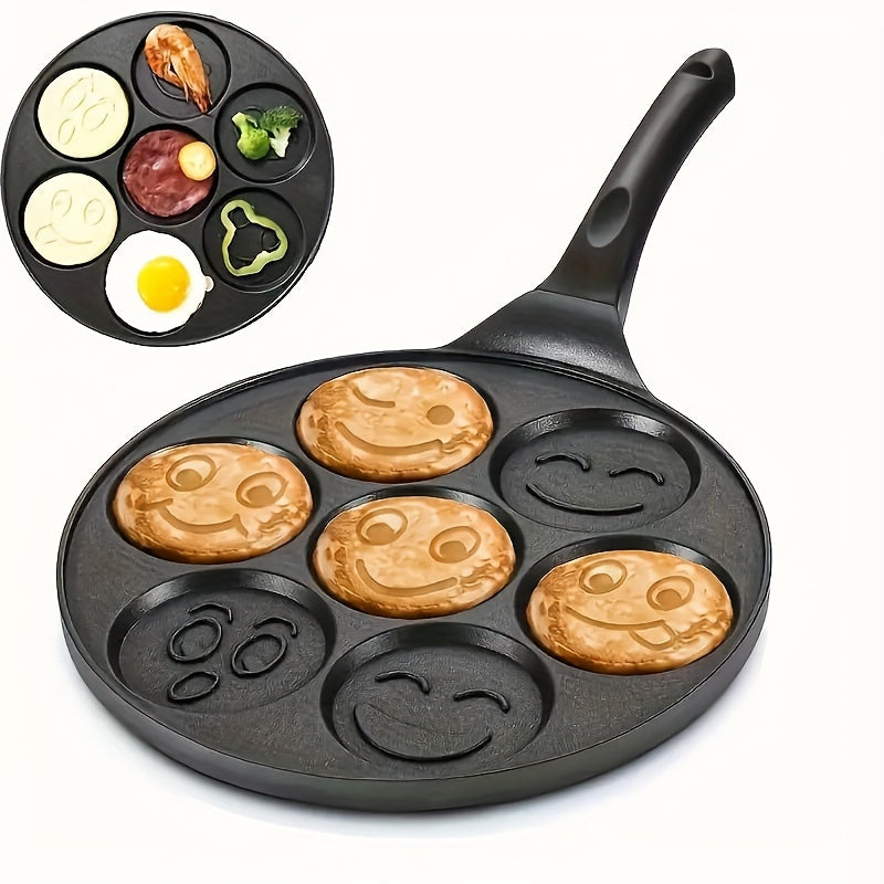 7-Hole Nonstick Pancake & Crepe Pan – Detachable Handle, Gas Stove & Oven Safe