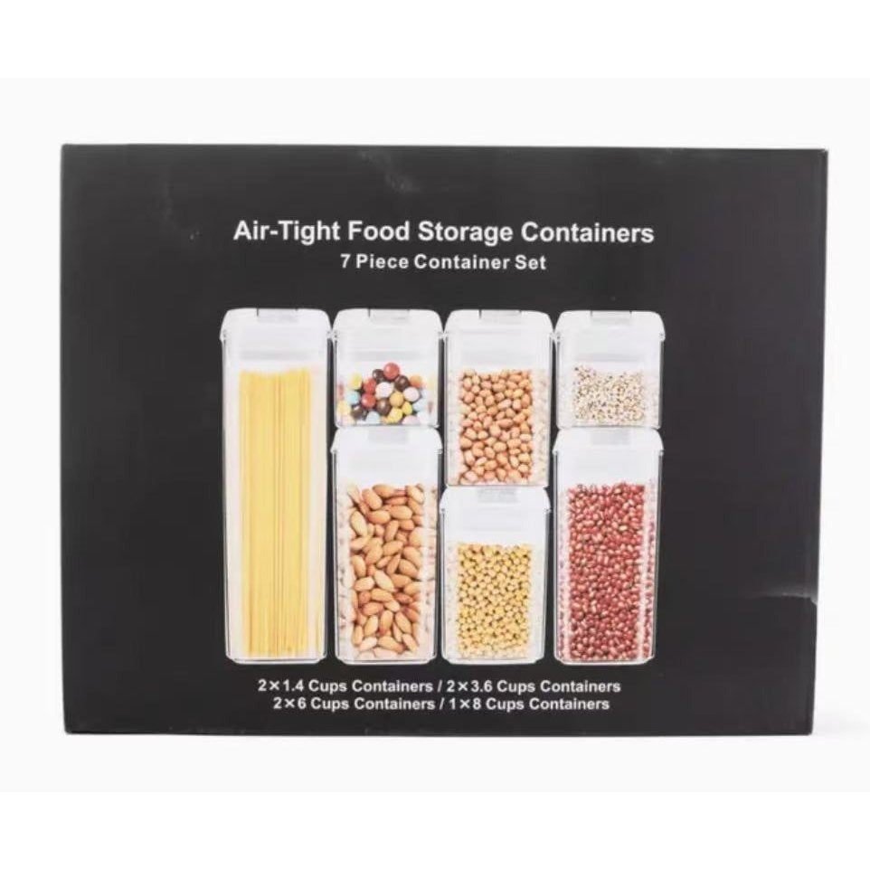 Airtight Food Storage Container Set – 7-Piece Clear Plastic Kitchen Canisters