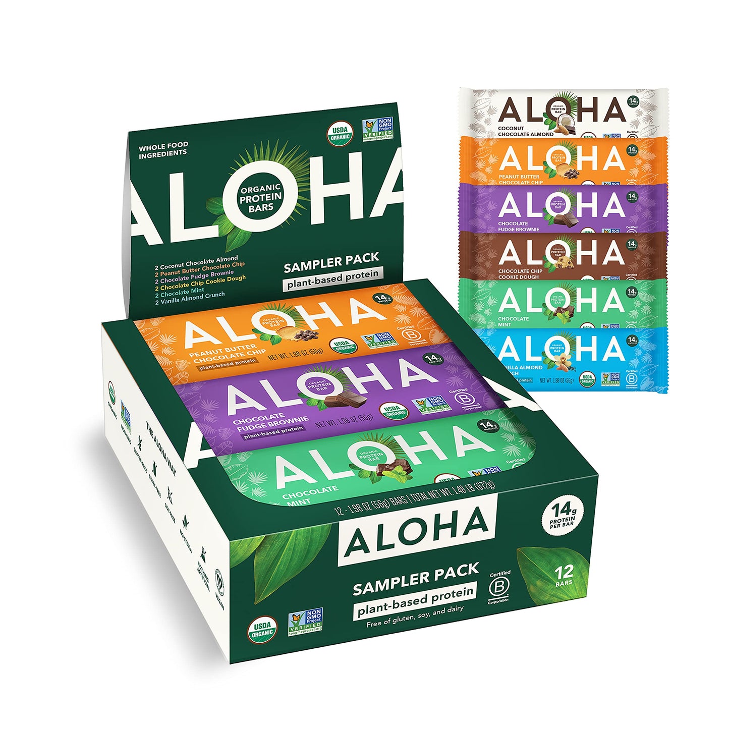 Aloha Organic Protein Bars – 6 Flavor Variety Pack (12 Count)