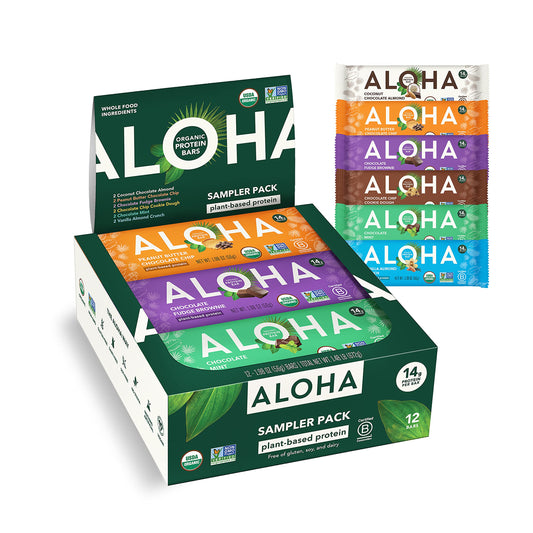 Aloha Organic Protein Bars – 6 Flavor Variety Pack (12 Count)