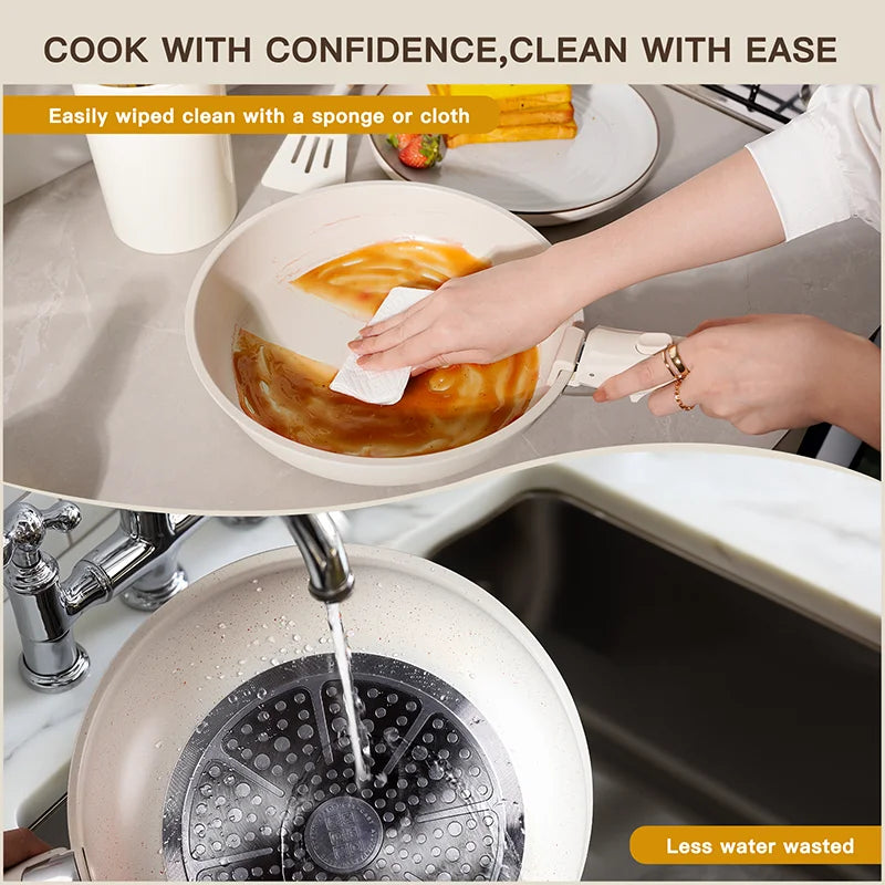 21-Piece Non-Stick Ceramic Pots & Pans Set – Astercook with Sensor Handles – Milky White