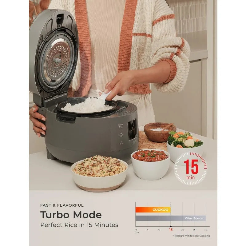 CUCKOO CRP-ST1009FG 10-Cup / 20-Cup Pressure Rice Cooker & Warmer, Nonstick, Gray