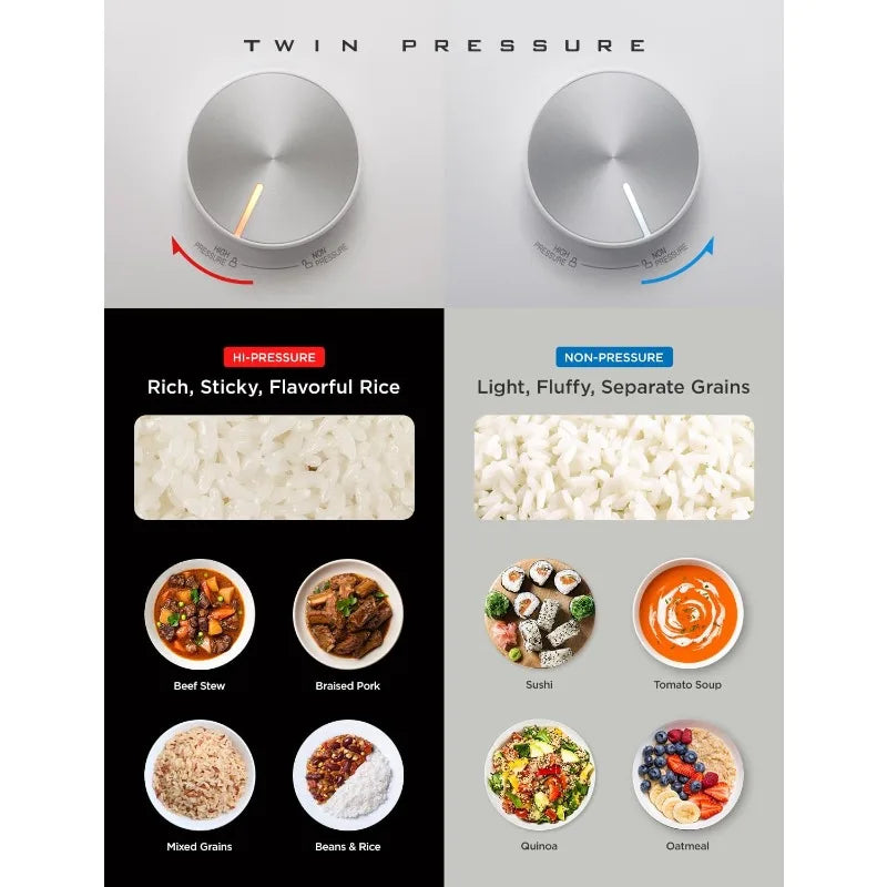 CUCKOO CRP-LHTR0609FW 6-Cup / 12-Cup IH Twin Pressure Rice Cooker, 16 Cooking Modes