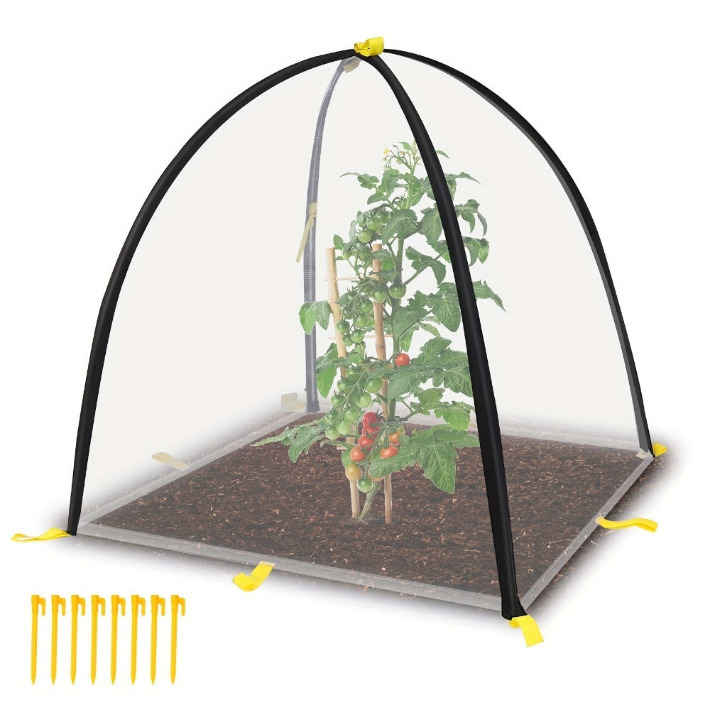 Garden Plant Tent Cover Mesh Netting – Fiber Poles Barrier Bird Pest Protection