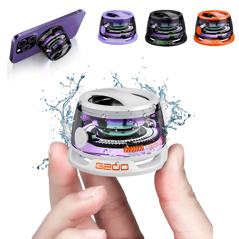Portable Magnetic Mini Bluetooth Speaker RGB Lights, Phone Stand, Dual Bass, USB-C