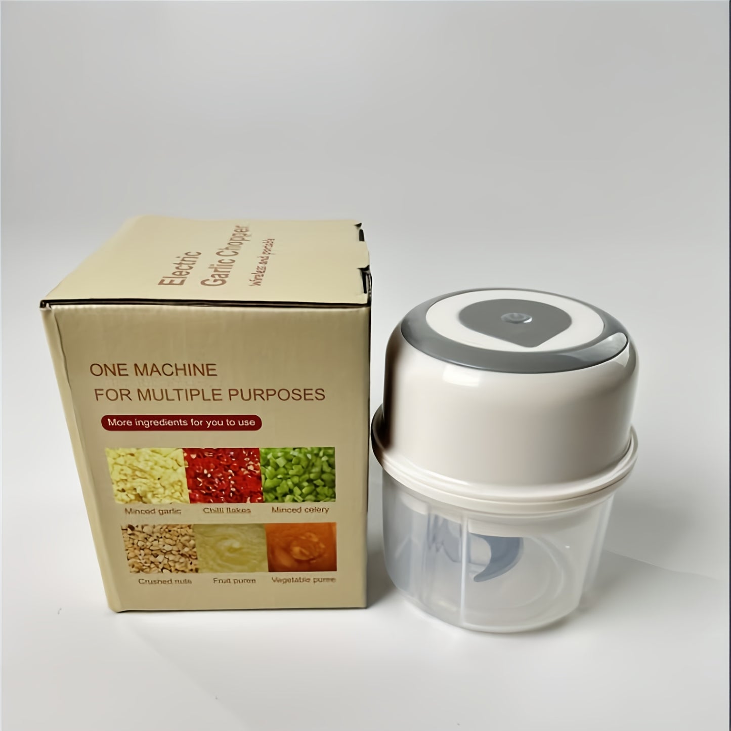 Electric Mini Garlic Chopper, Portable Food Processor, 8.45oz, Veggie & Meat Mincer