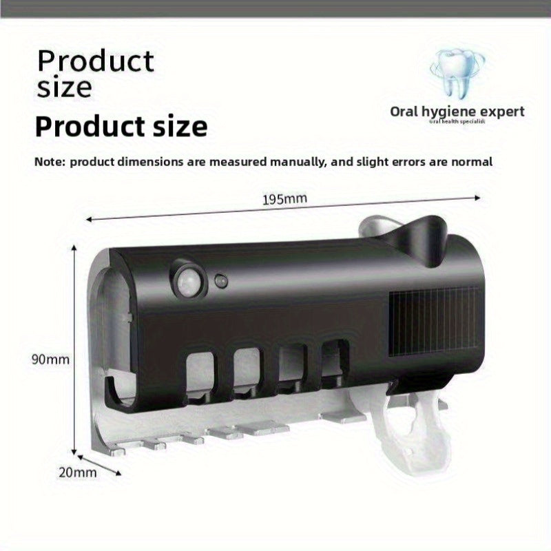 Toothpaste Dispenser & Toothbrush Holder, Wall-Mounted, Hygienic Auto Sensor