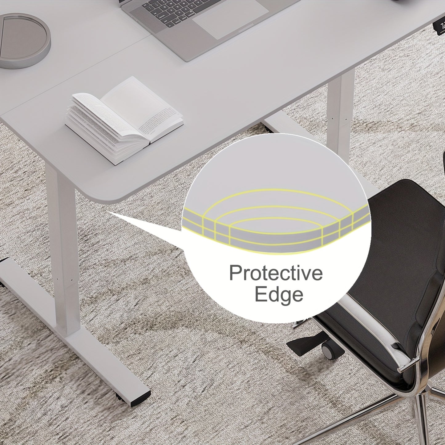 Adjustable Electric Standing Desk | Sit-Stand Office Desk with Memory Height, Metal Frame & Hook – Home, Study, Gaming