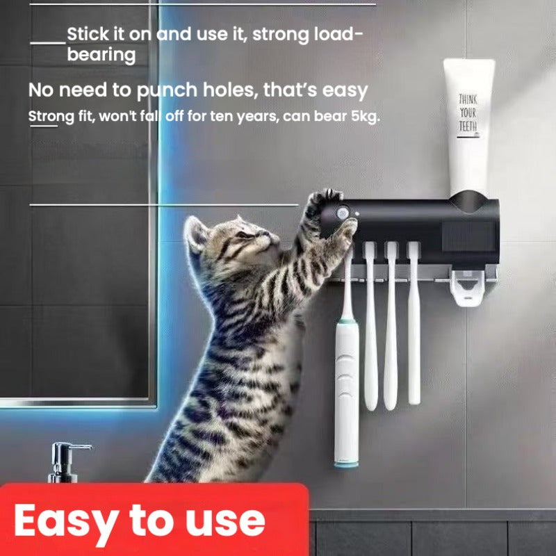 Toothpaste Dispenser & Toothbrush Holder, Wall-Mounted, Hygienic Auto Sensor