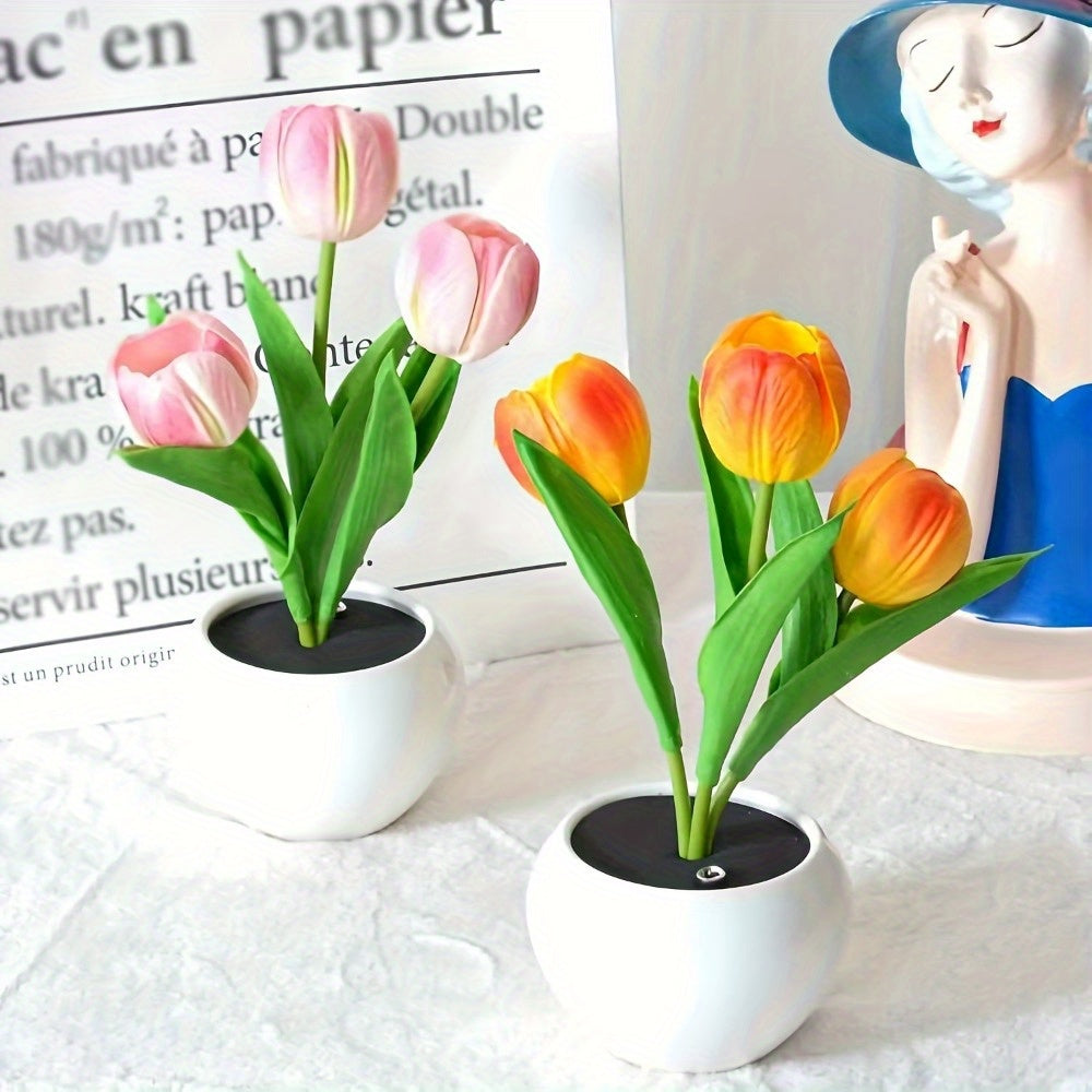 LED Tulip Night Light USB Flower Lamp – Artificial Bouquet Home Decor