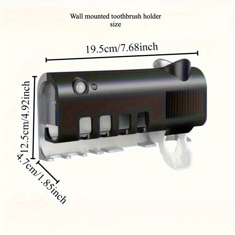 Toothpaste Dispenser & Toothbrush Holder, Wall-Mounted, Hygienic Auto Sensor