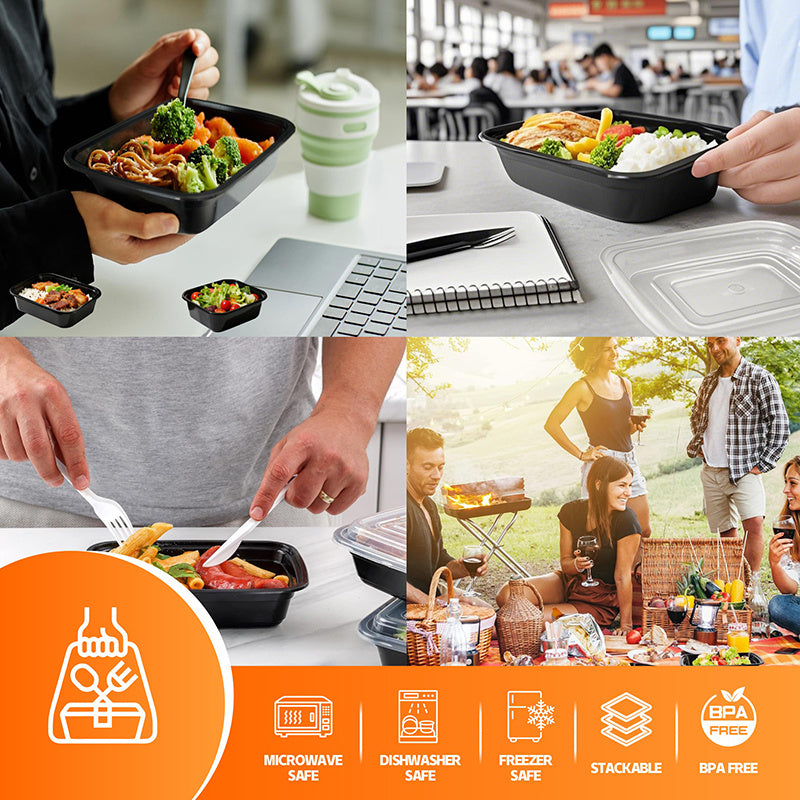 50 Pack 24oz Meal Prep Containers with Lids, Stackable BPA Free, Microwave & Dishwasher Safe