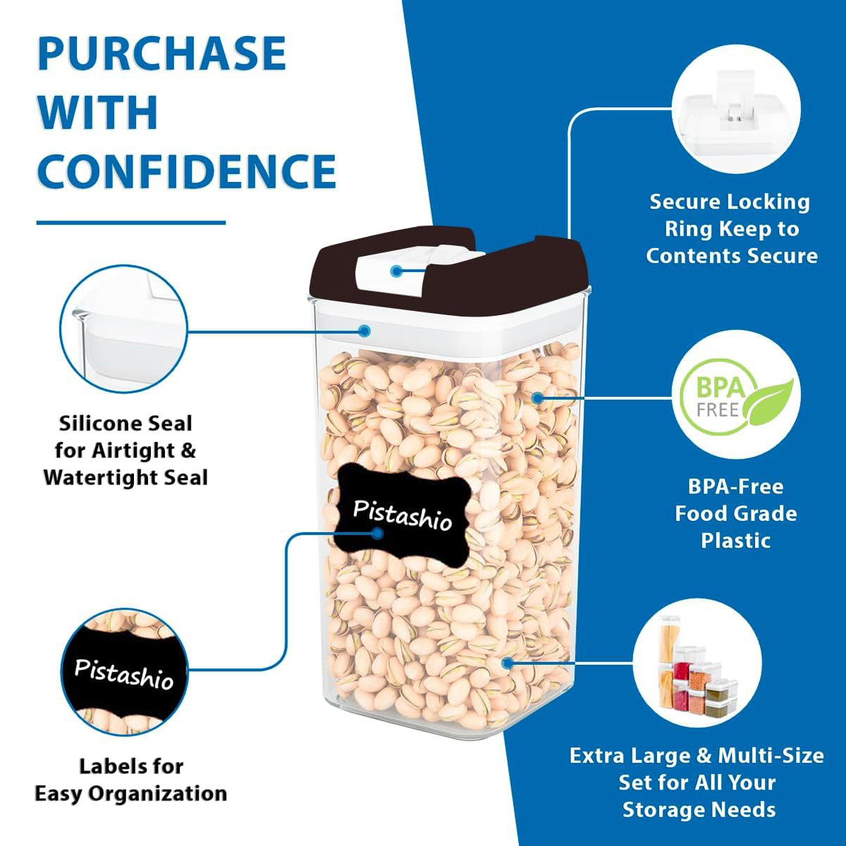 Pantry Organization 14 Pack Airtight Food Storage Containers BPA Free + Labels