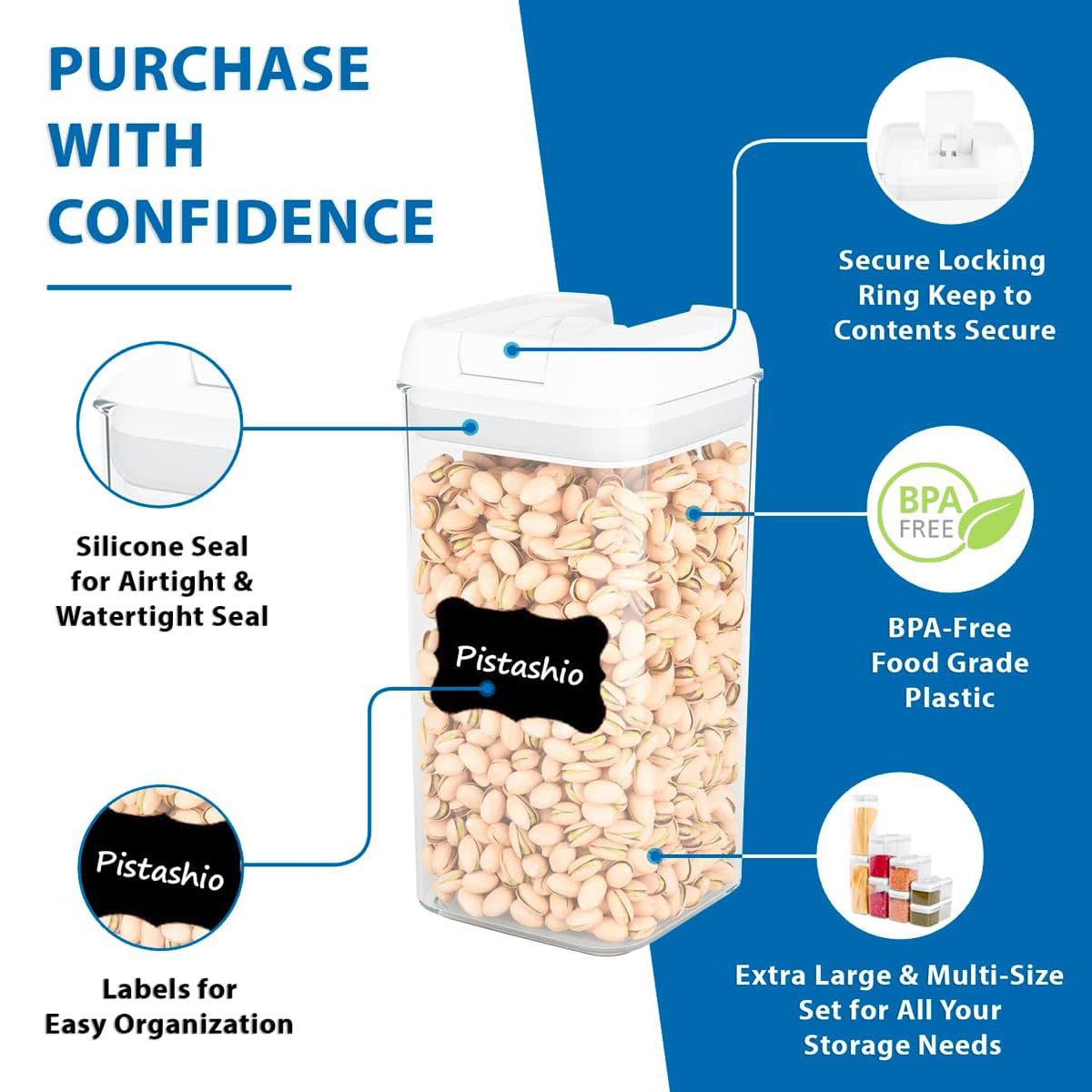 Pantry Organization 14 Pack Airtight Food Storage Containers BPA Free + Labels