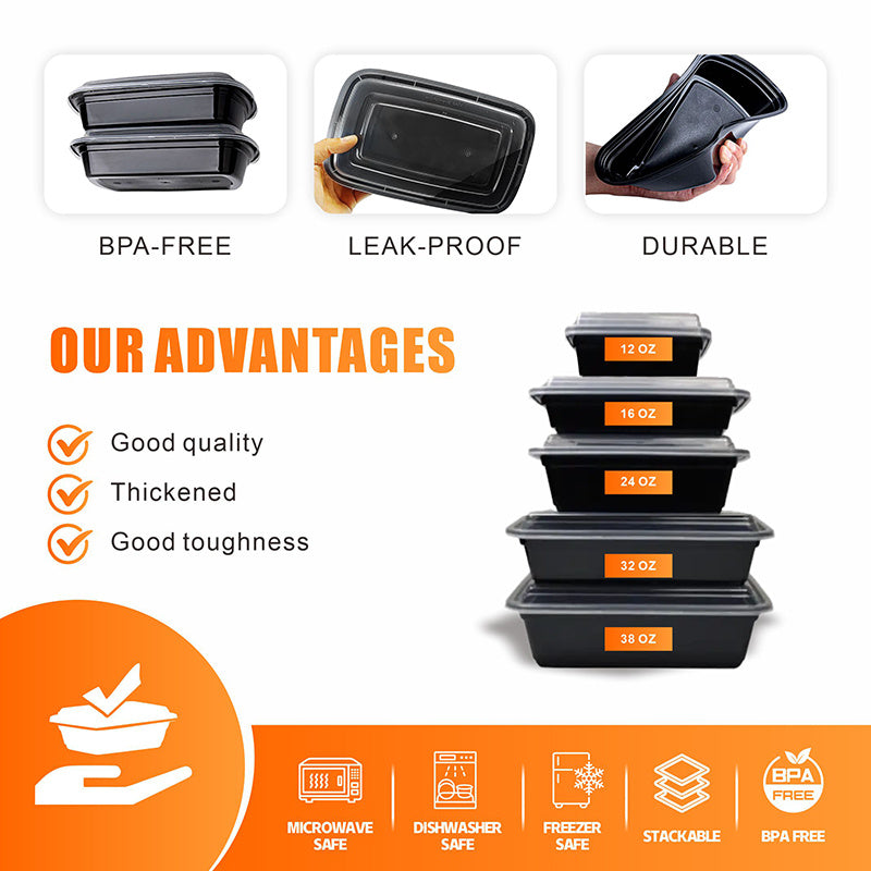 50 Pack 24oz Meal Prep Containers with Lids, Stackable BPA Free, Microwave & Dishwasher Safe