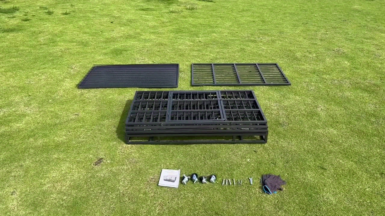 48" XXL Heavy-Duty Dog Crate Escape-Proof Double Door w/ Wheels & Tray