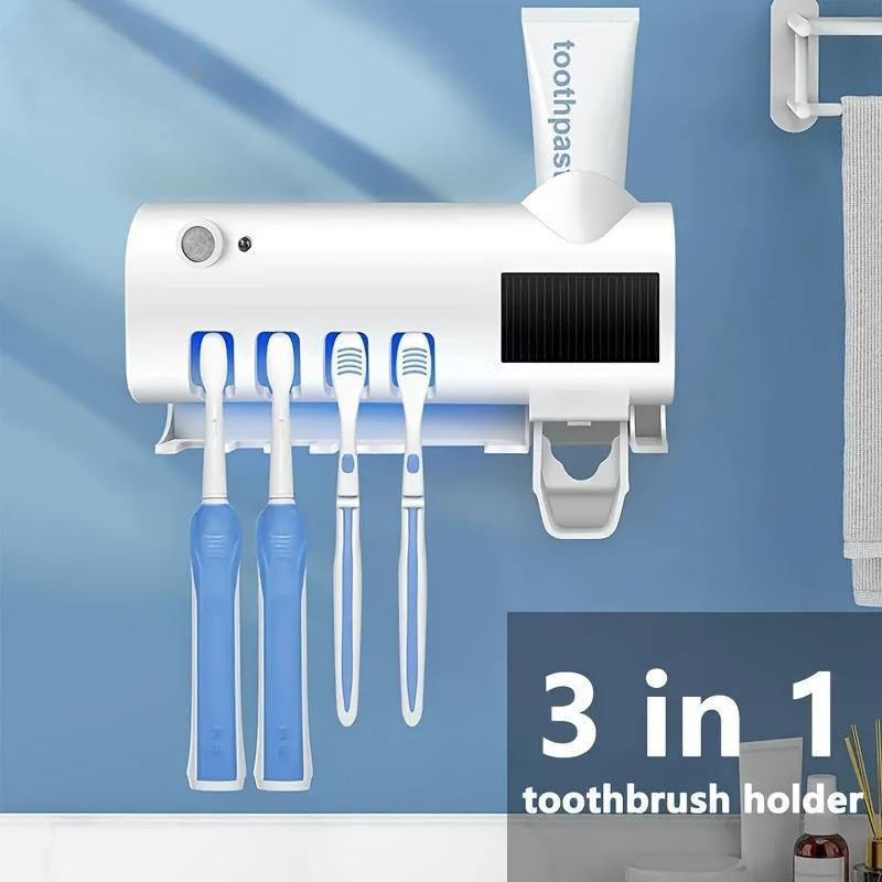 Toothpaste Dispenser & Toothbrush Holder, Wall-Mounted, Hygienic Auto Sensor