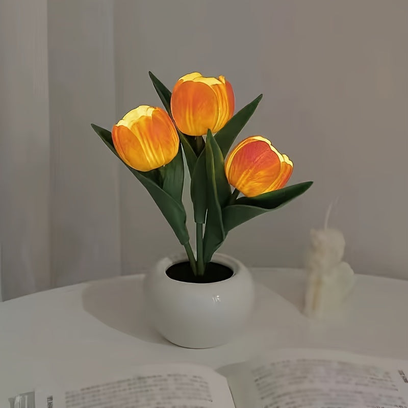 LED Tulip Night Light USB Flower Lamp – Artificial Bouquet Home Decor