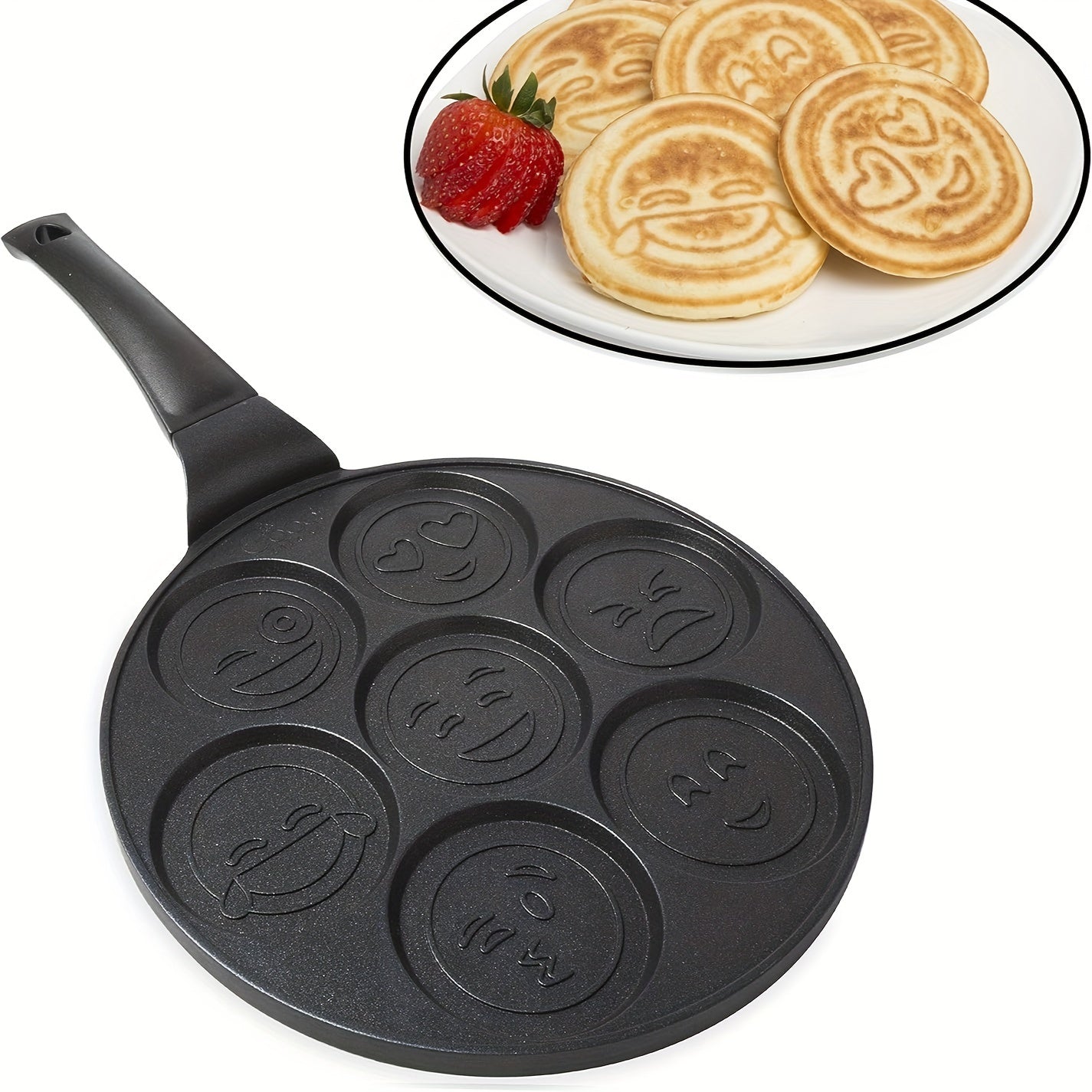 7-Hole Nonstick Pancake & Crepe Pan – Detachable Handle, Gas Stove & Oven Safe