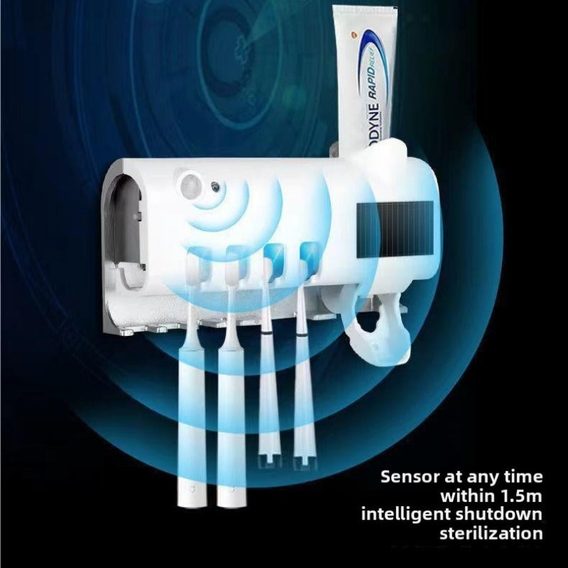 Toothpaste Dispenser & Toothbrush Holder, Wall-Mounted, Hygienic Auto Sensor