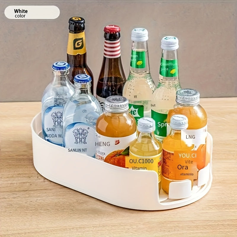 360° Rotating Storage Tray – Clear Plastic Kitchen Organizer for Cabinet, Fridge