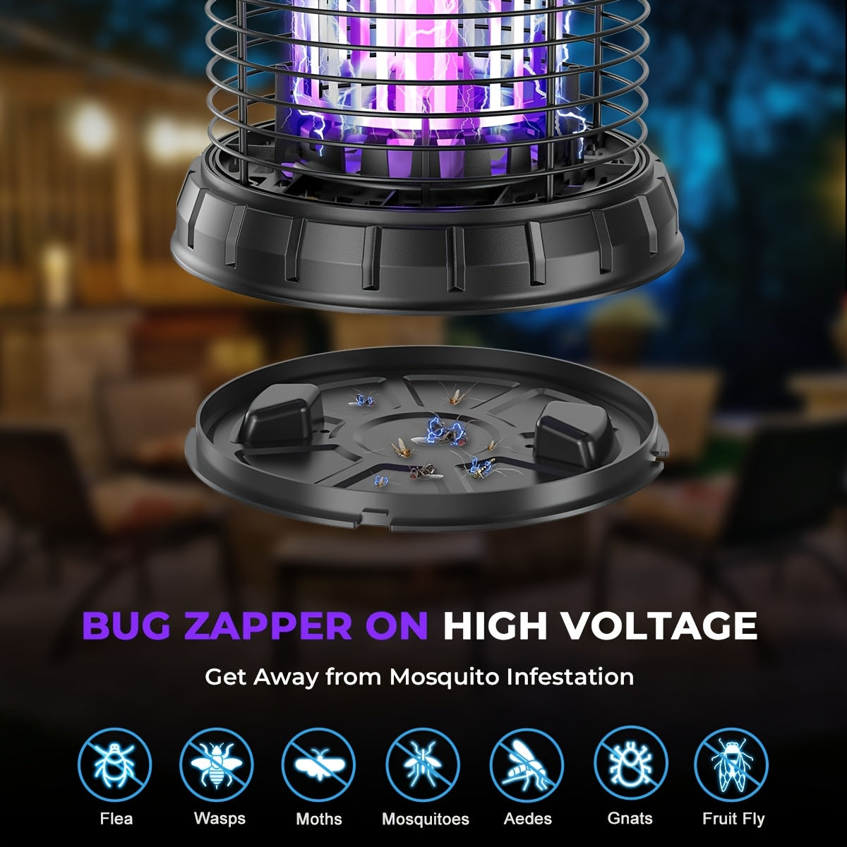 Bug Zapper 4200V Indoor Outdoor Mosquito Killer, Fly Trap Insect Repellent for Home & Patio