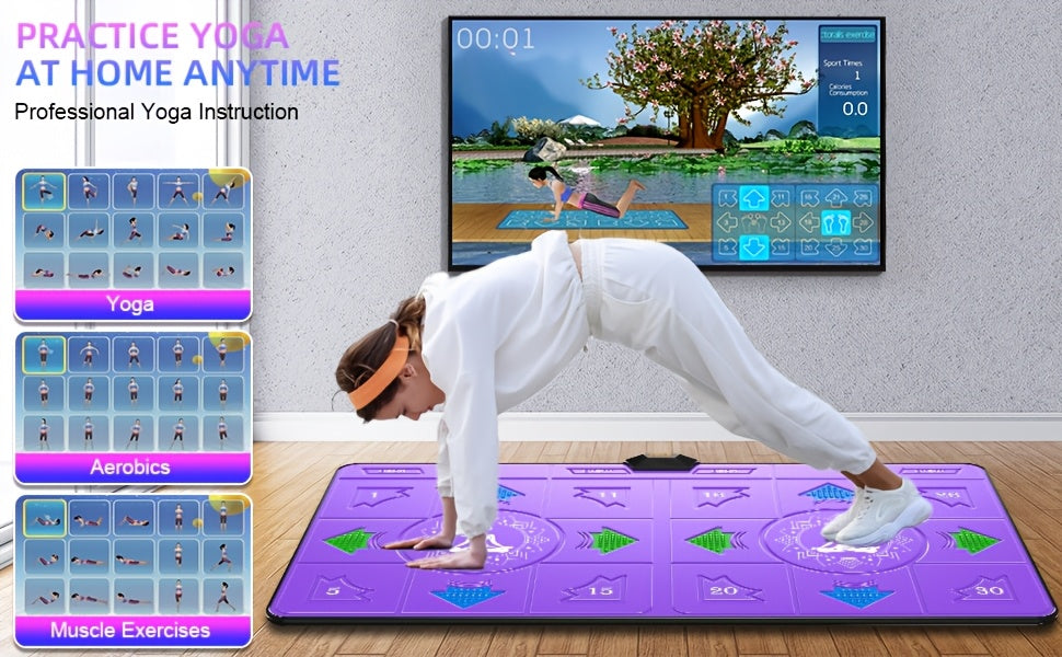 Double Dance Mat USB Step Pad for Kids & Adults w/ Camera Tracking, TV Fitness Game